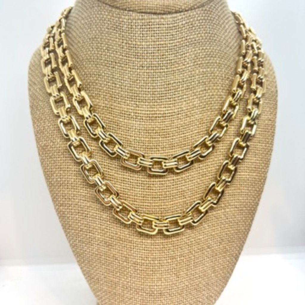 Laundry By Shelli Segal Necklace Gold Tone Two Row Chain Statement